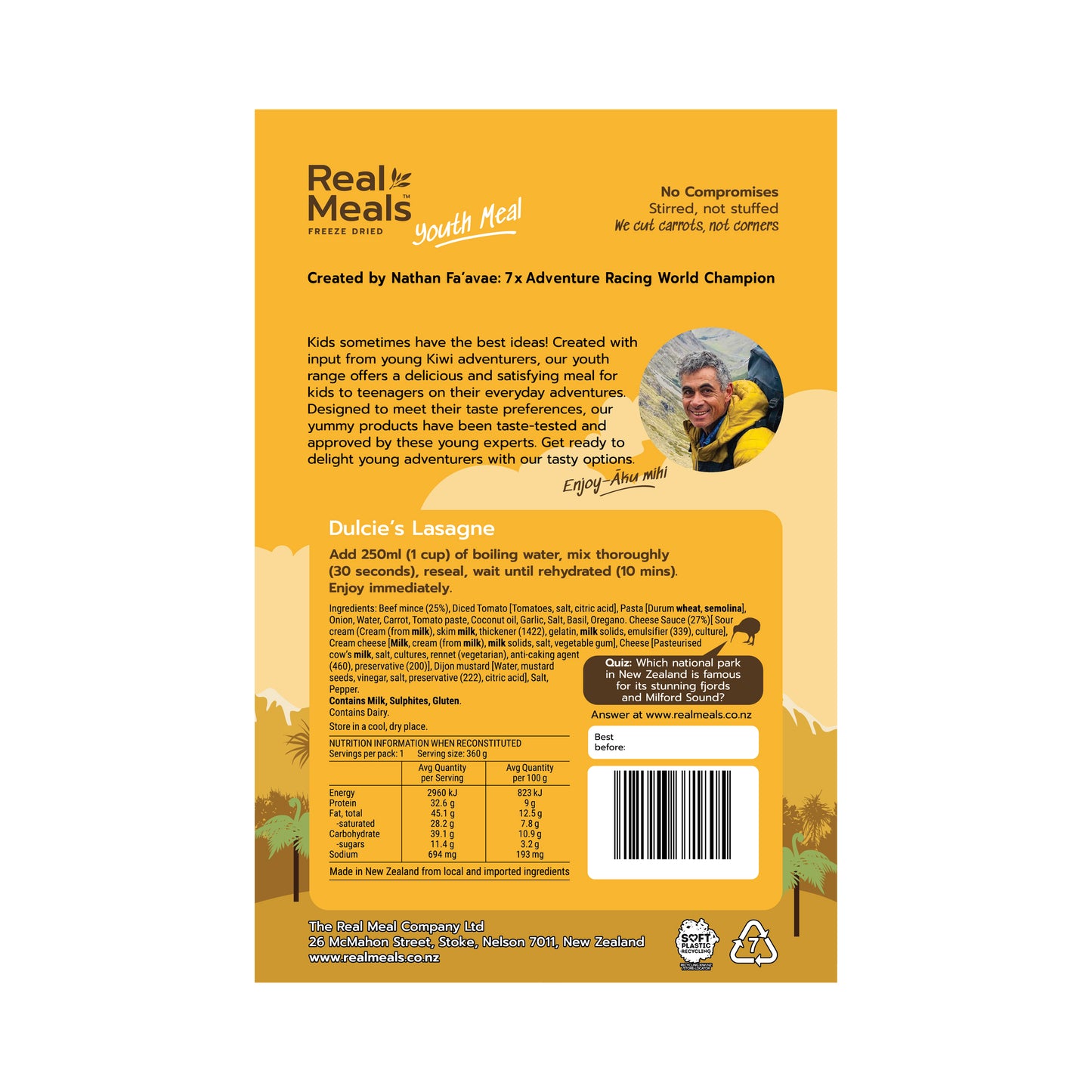 Real Meals Dulcie's Lasagne Youth Meal 🌱